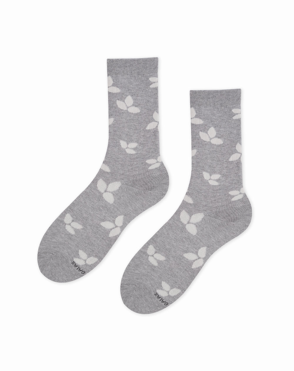 Medias para mujer largas  gris jaspe con hojas