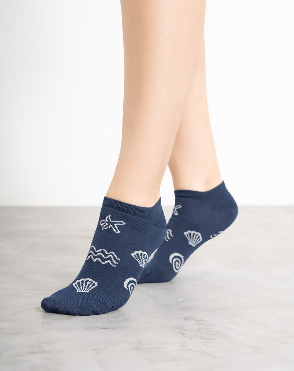 Medias para mujer tobilleras cortas  azules con corales