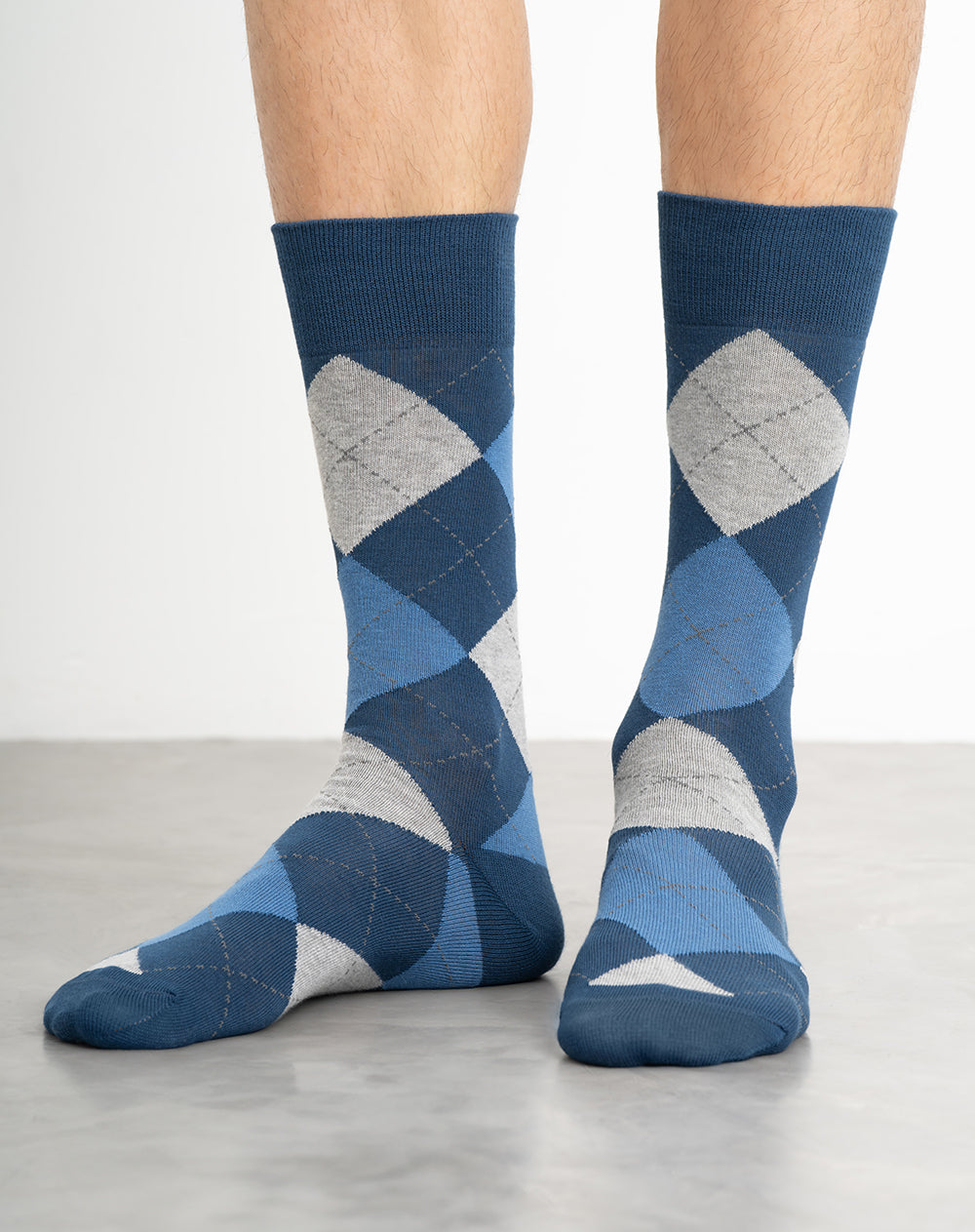 Medias hombre largas azules rombos | 10-12