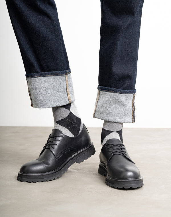 Medias para hombre largas  negras con rombos