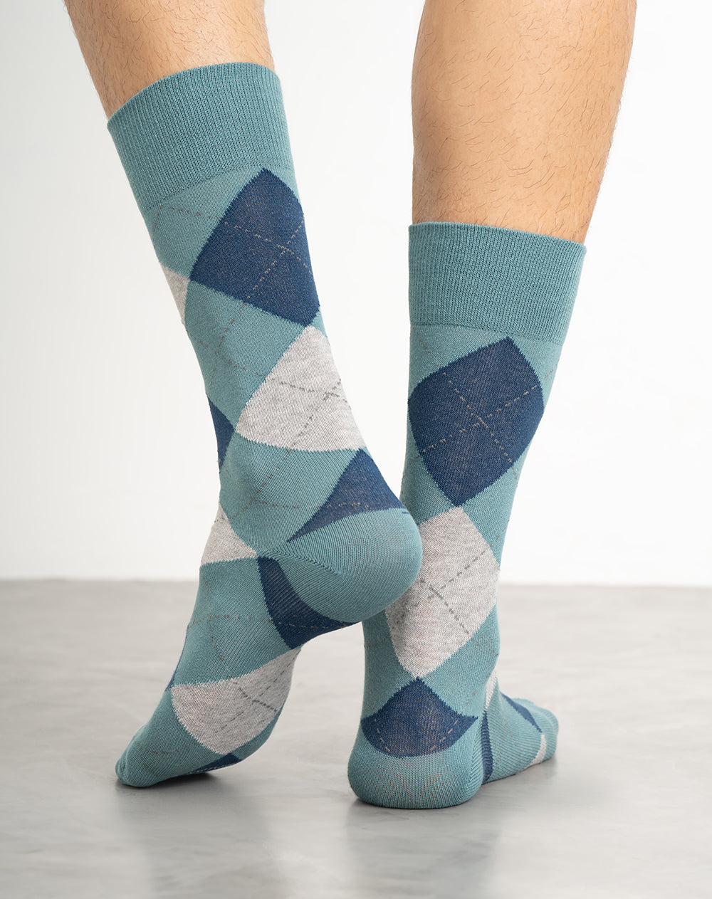 Medias hombre largas verdes rombos | 10-12