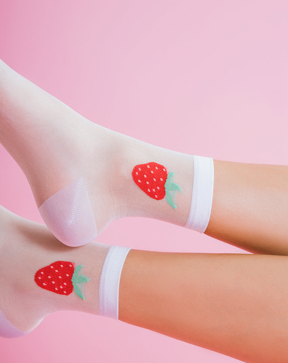 Medias mujer largas blancas fresas | 9-11