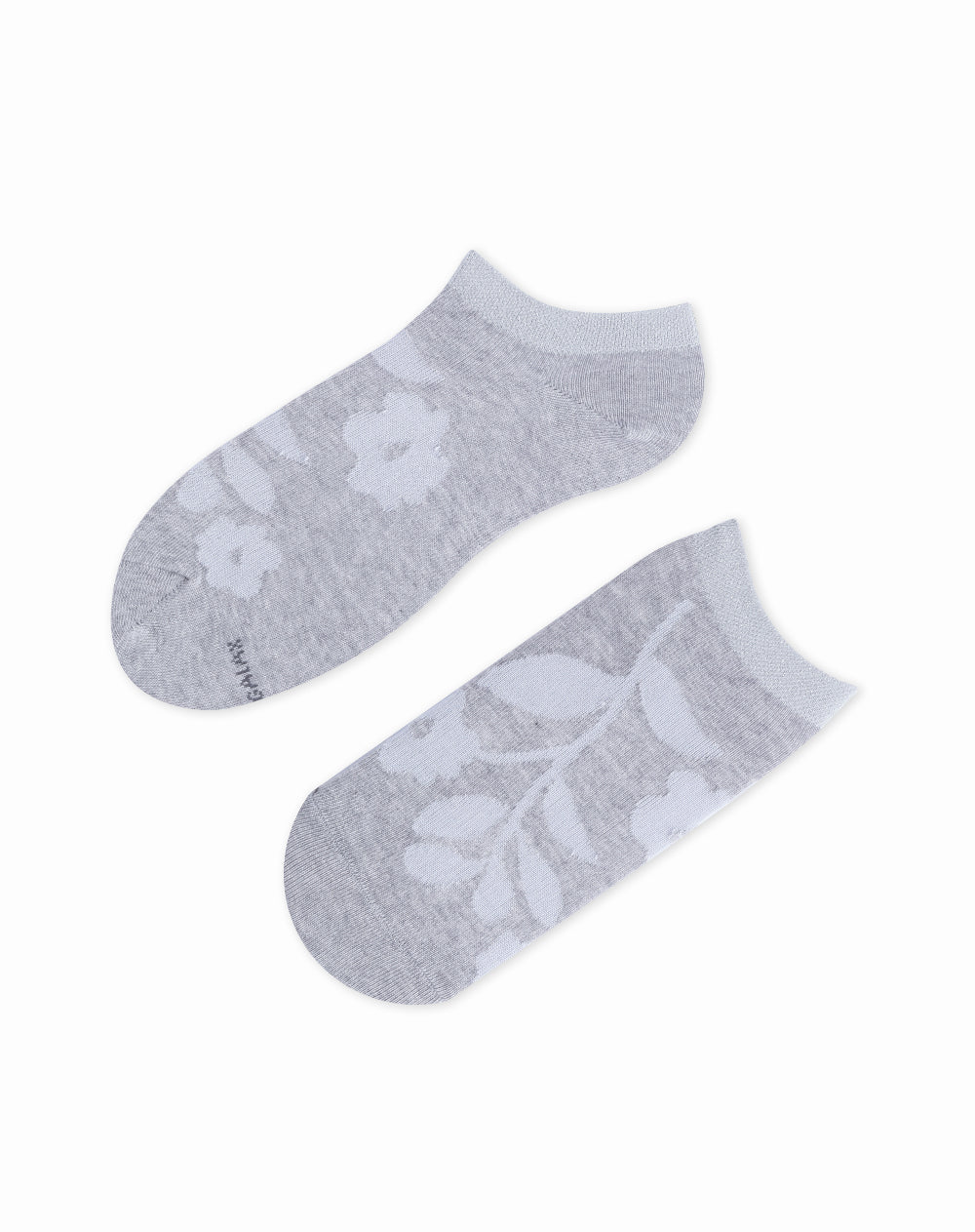 Medias para mujer tobilleras cortas  gris jaspe con flores