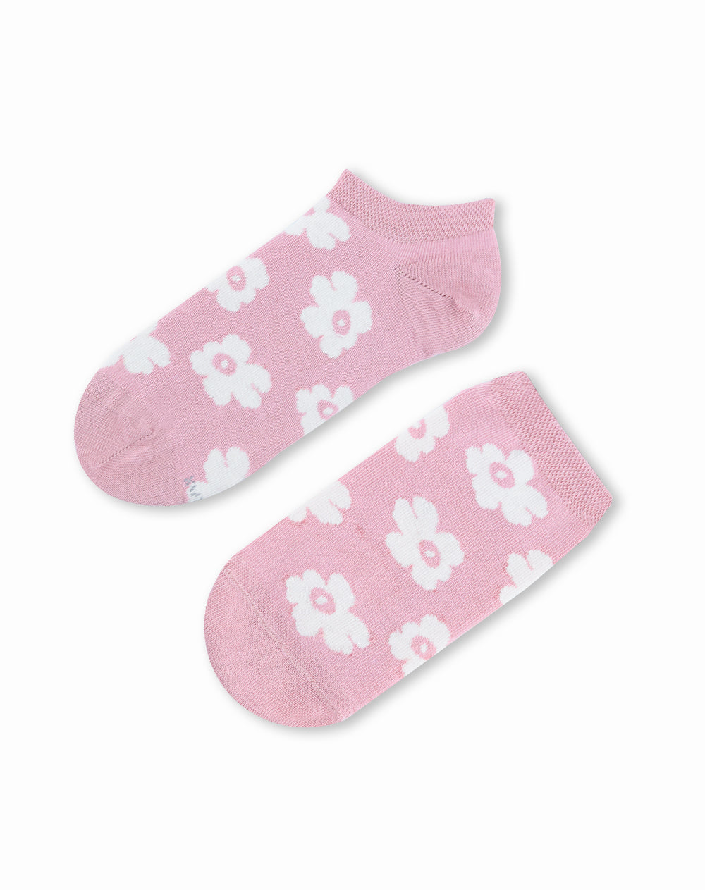 Medias para mujer tobilleras cortas rosadas con flores