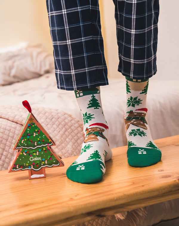 Medias unisex largas verdes navidad + empaque