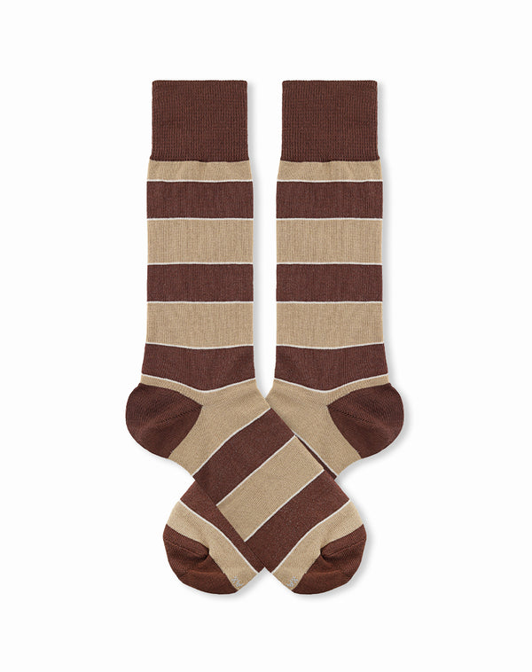 Medias hombre largas beige rayas | 10-12