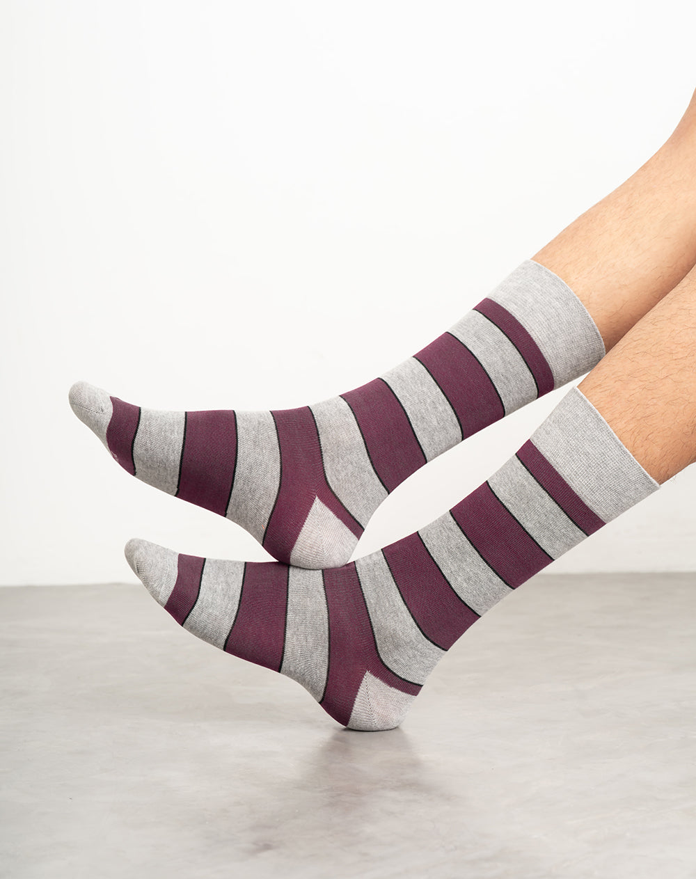 Medias hombre largas moradas rayas | 10-12