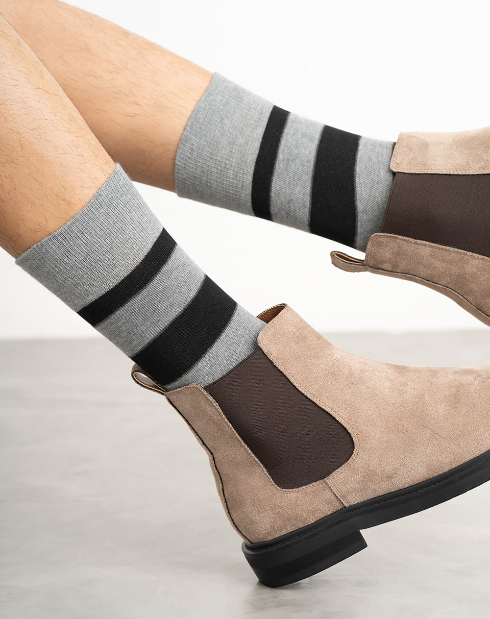 Medias hombre largas negro rayas | 10-12