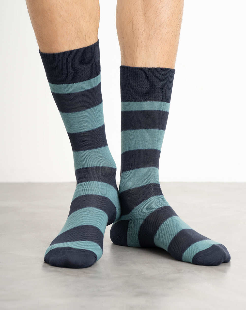 Medias hombre largas verdes rayas | 10-12