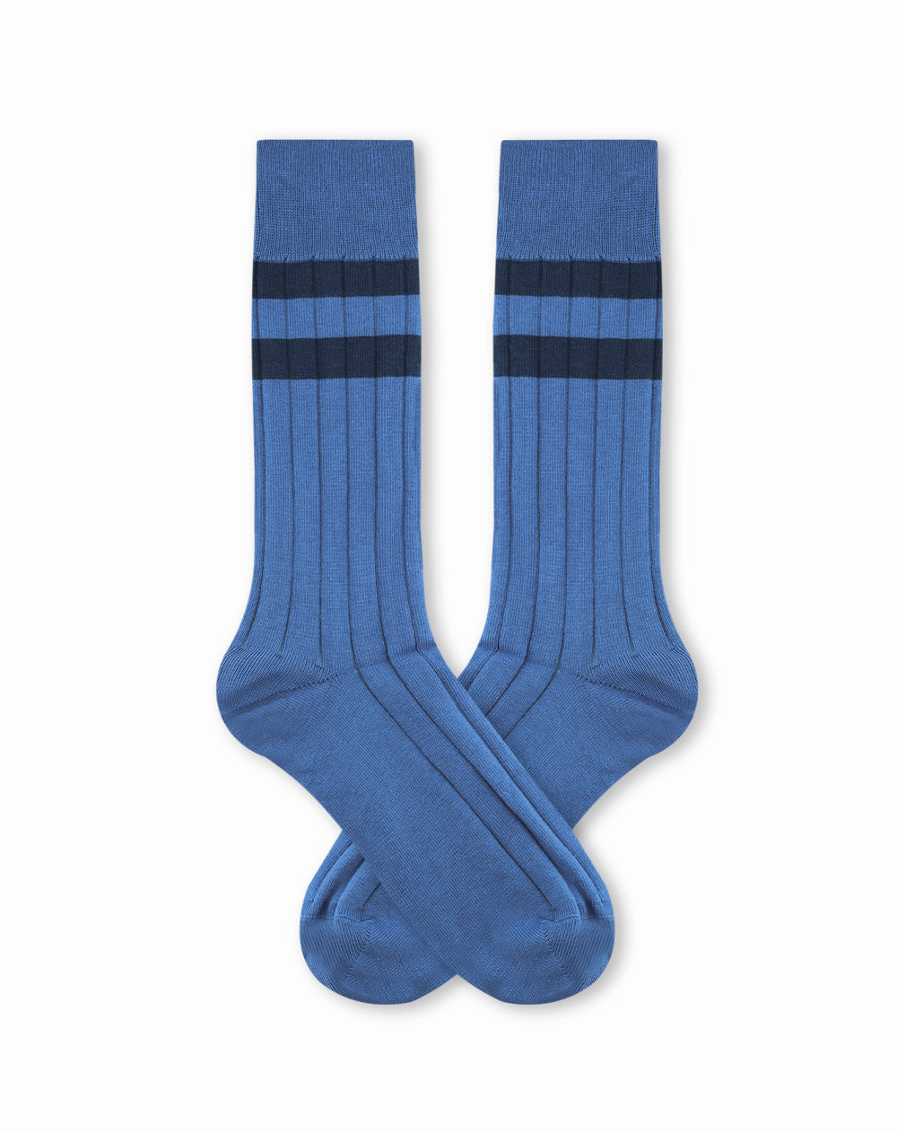 Medias para hombre largas azules acanaladas