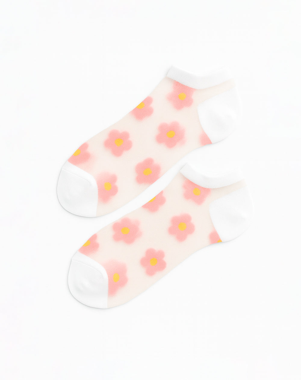 Medias mujer largas transparencia blancas flores | 9-11