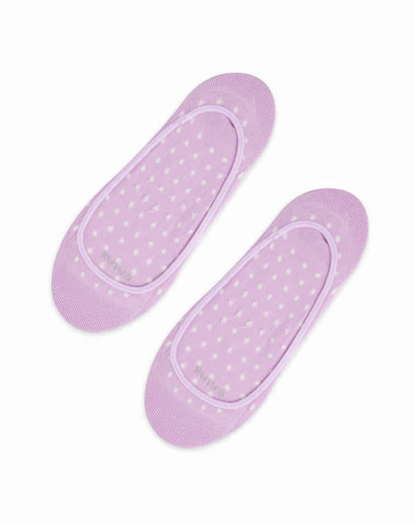 Medias para mujer tipo baleta escotadas lila con puntos