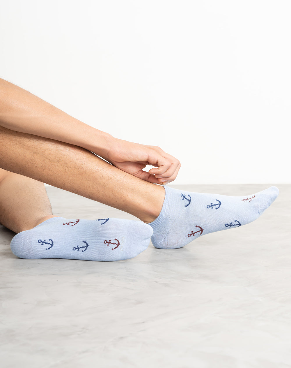 Medias para hombre tobilleras cortas  azules con anclas