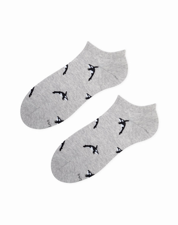 Medias para hombre tobilleras cortas  gris jaspe con orcas
