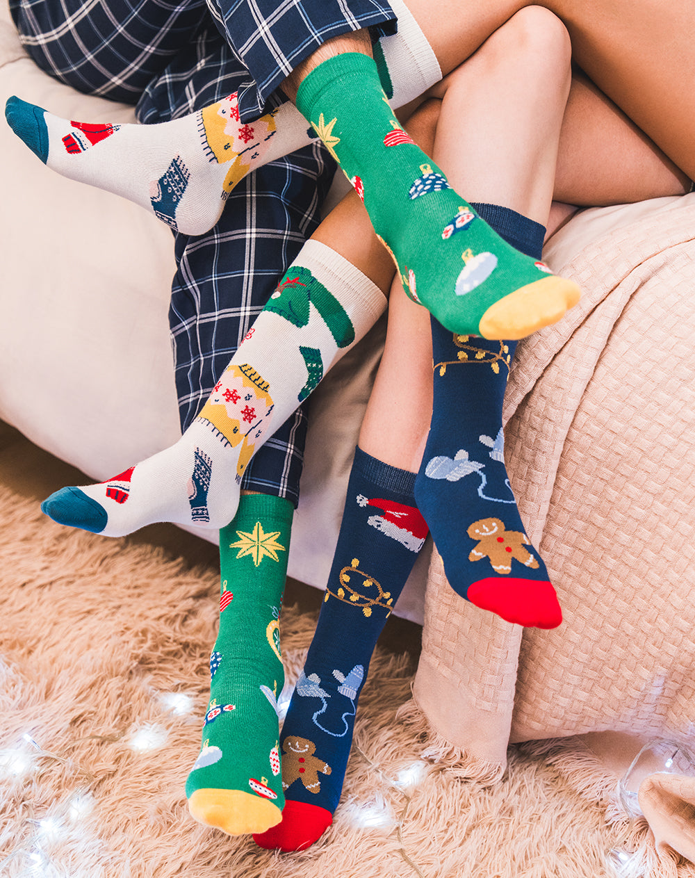 Medias unisex largas pack x3 navidad + empaque