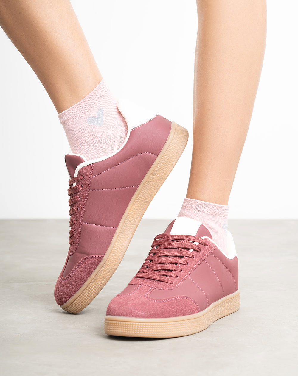 Medias para mujer tobilleras  rosadas con corazón