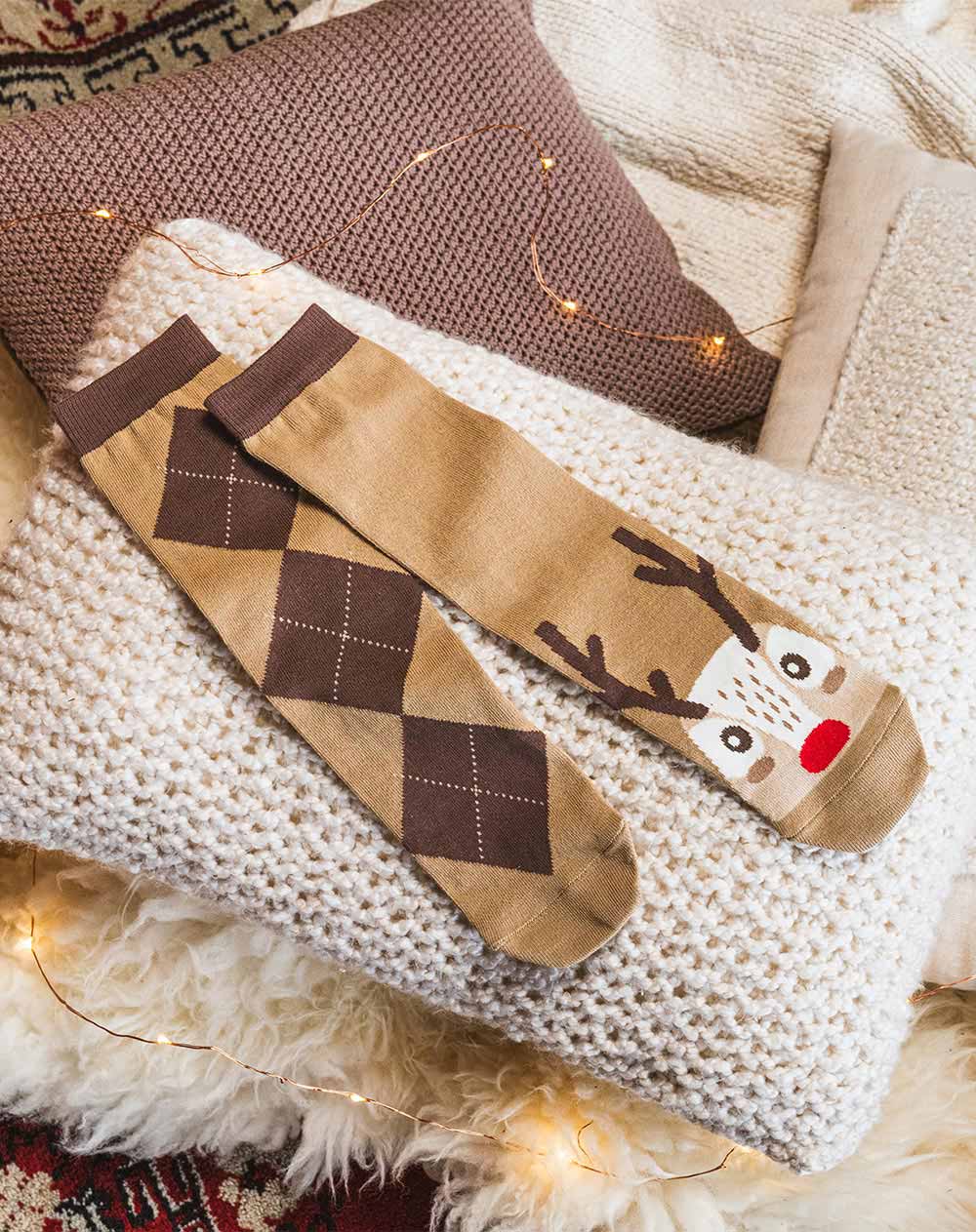 Medias para hombre largas navideñas cafés