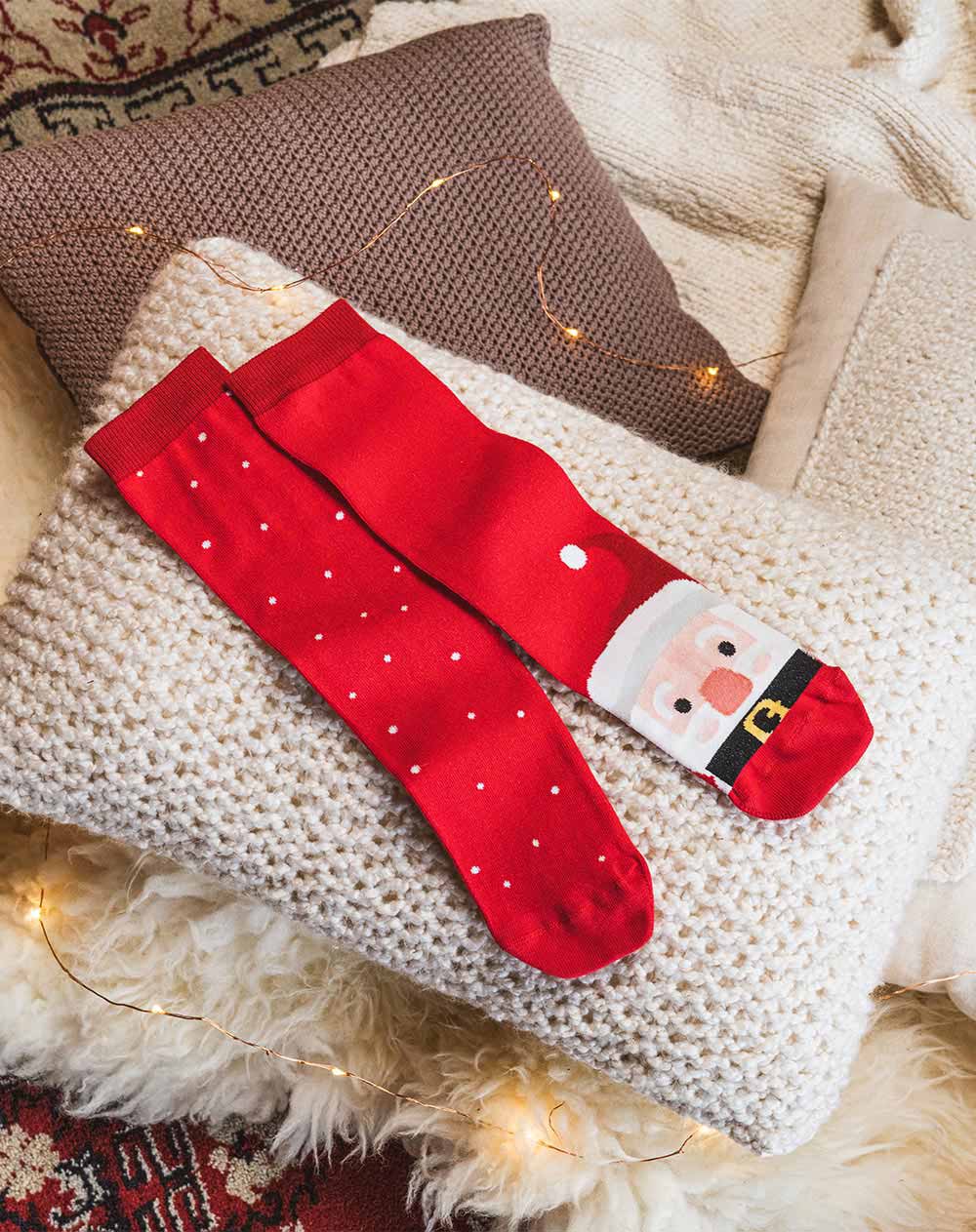 Medias para hombre largas navideñas rojas