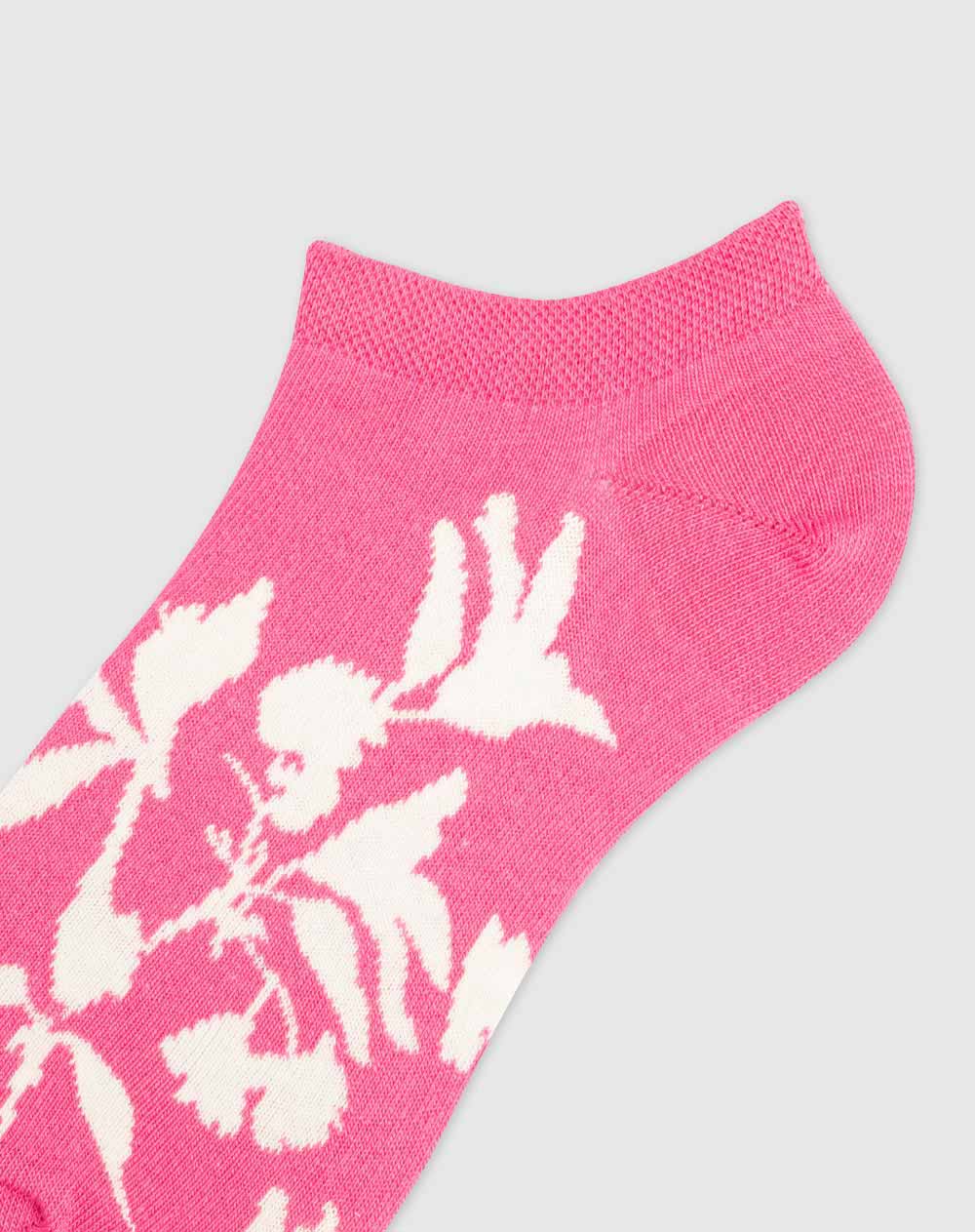 Medias mujer tobillera corta rosadas flores | 9-11