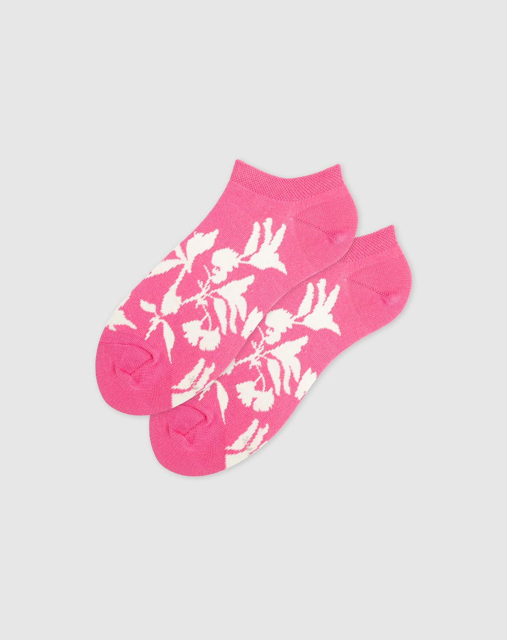 Medias mujer tobillera corta rosadas flores | 9-11