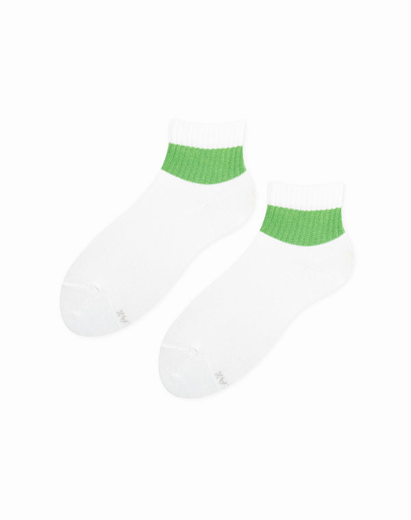 Medias para niños tobilleras   blancas y franja verde
