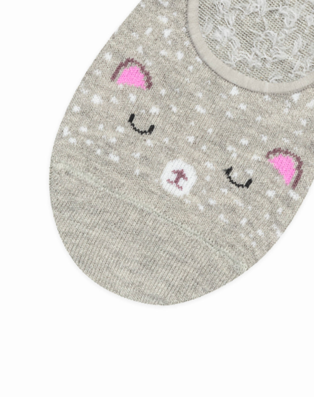 Medias para niñas tipo baleta  gris jaspe con dibujo ratón