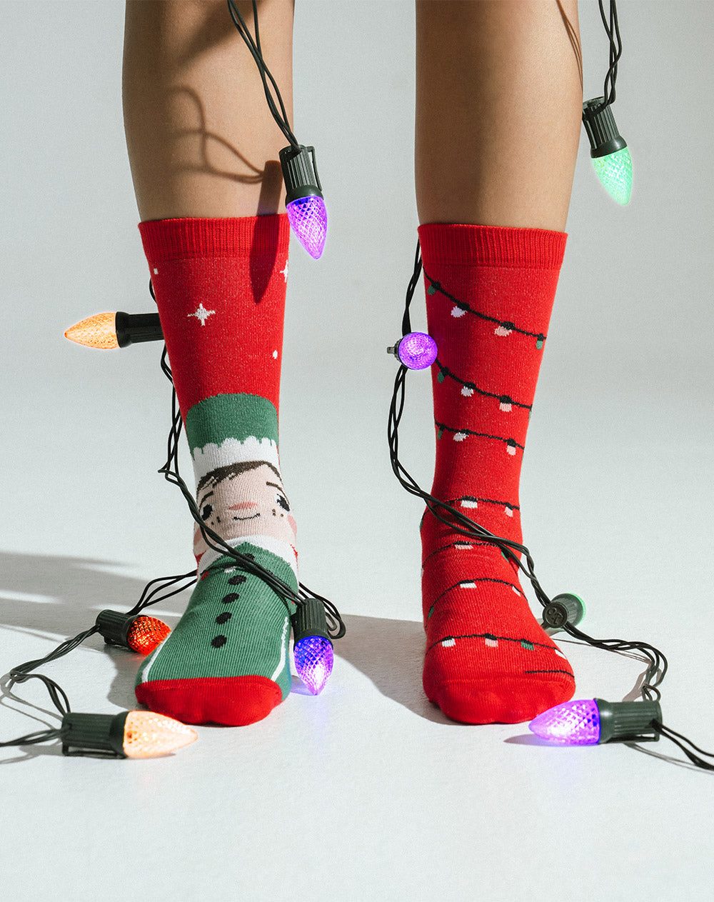 Medias  unisex largas navideñas rojas antideslizantes
