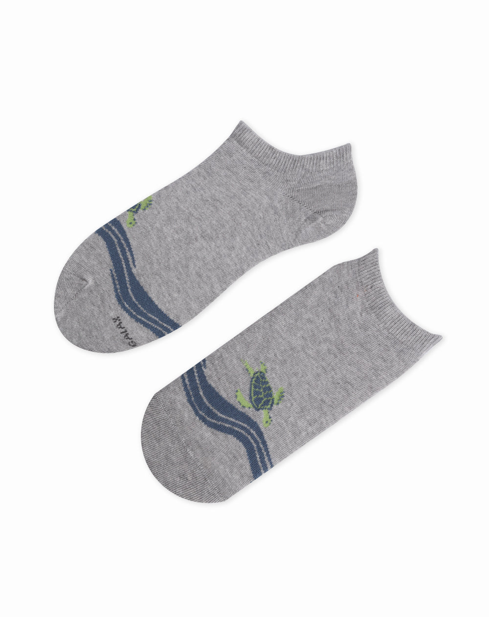 Medias para hombre tobilleras cortas  gris jaspe con tortuga