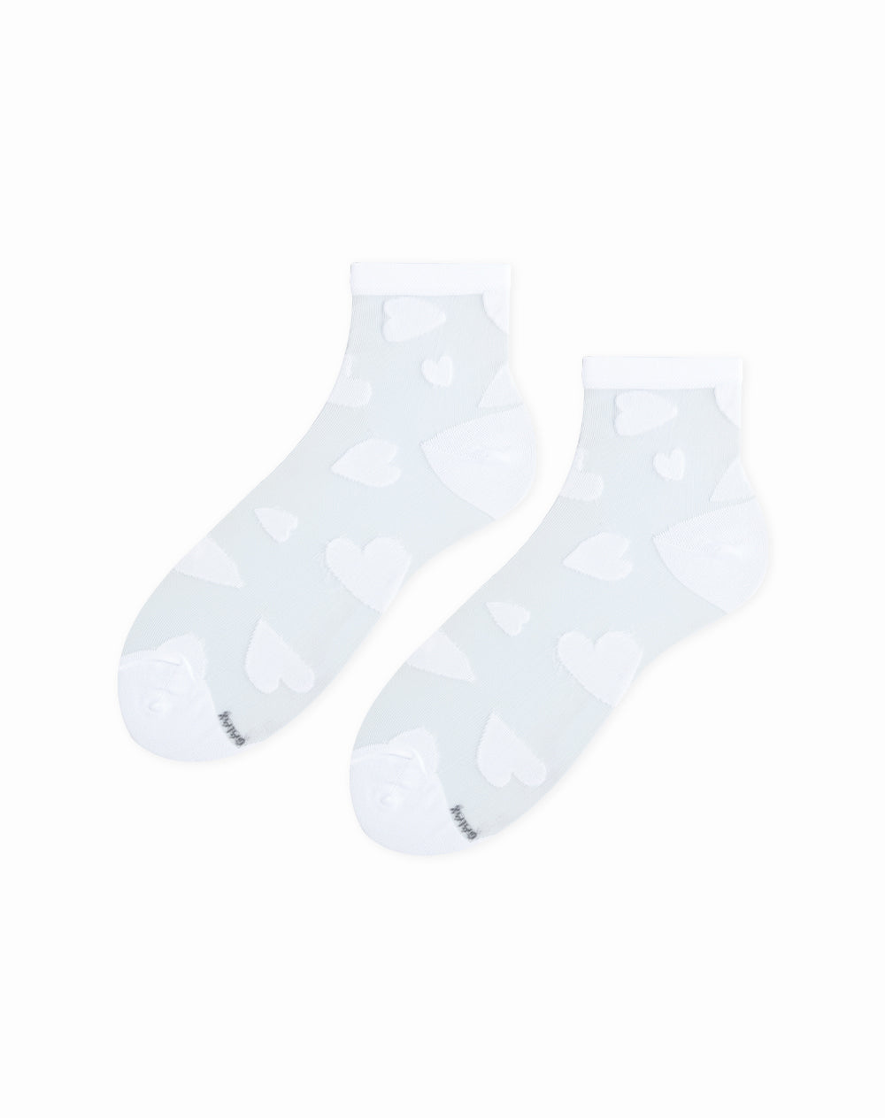 Medias para mujer tobilleras con transparencia blancas corazones