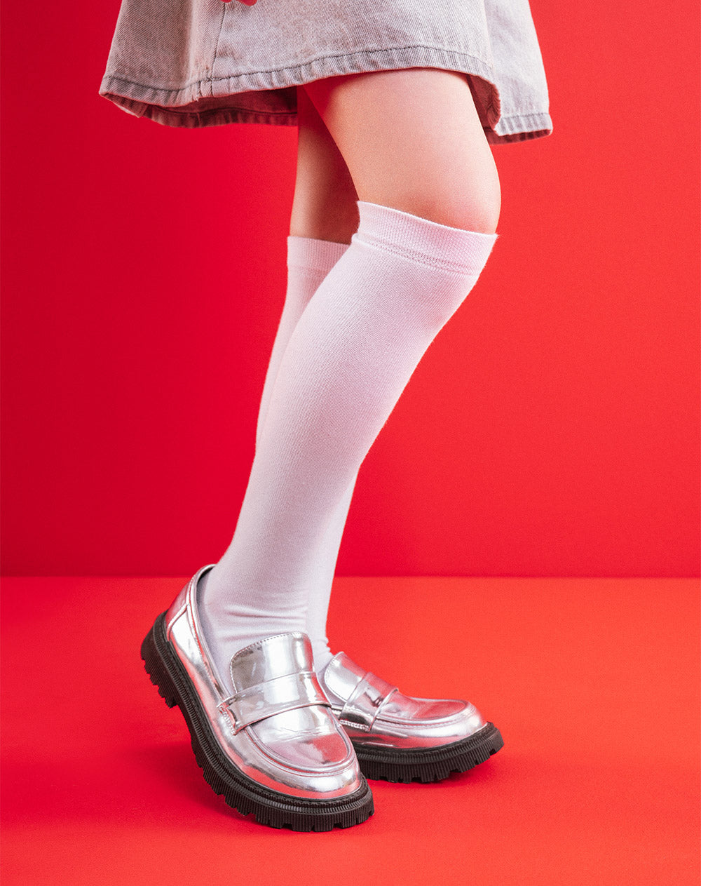 Medias para niñas extra largas paquete x3 unds blancas