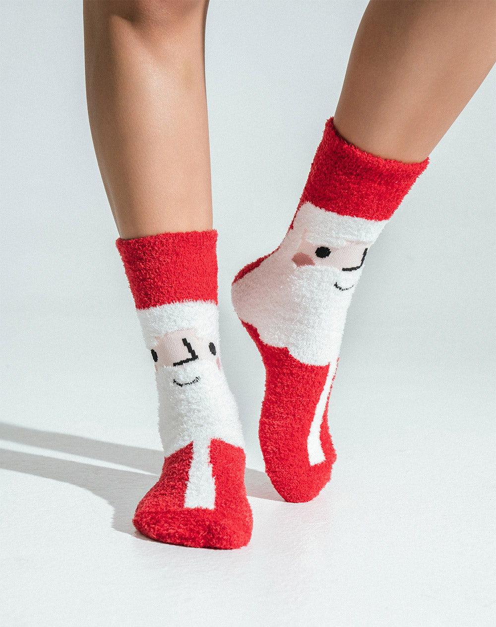 Medias  unisex largas calentadoras navideñas rojas antideslizantes
