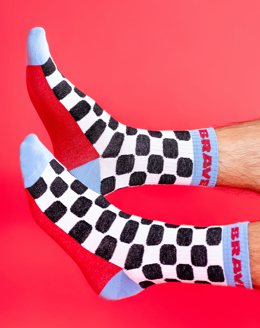 Medias hombre largas blancas cuadros | 10-12