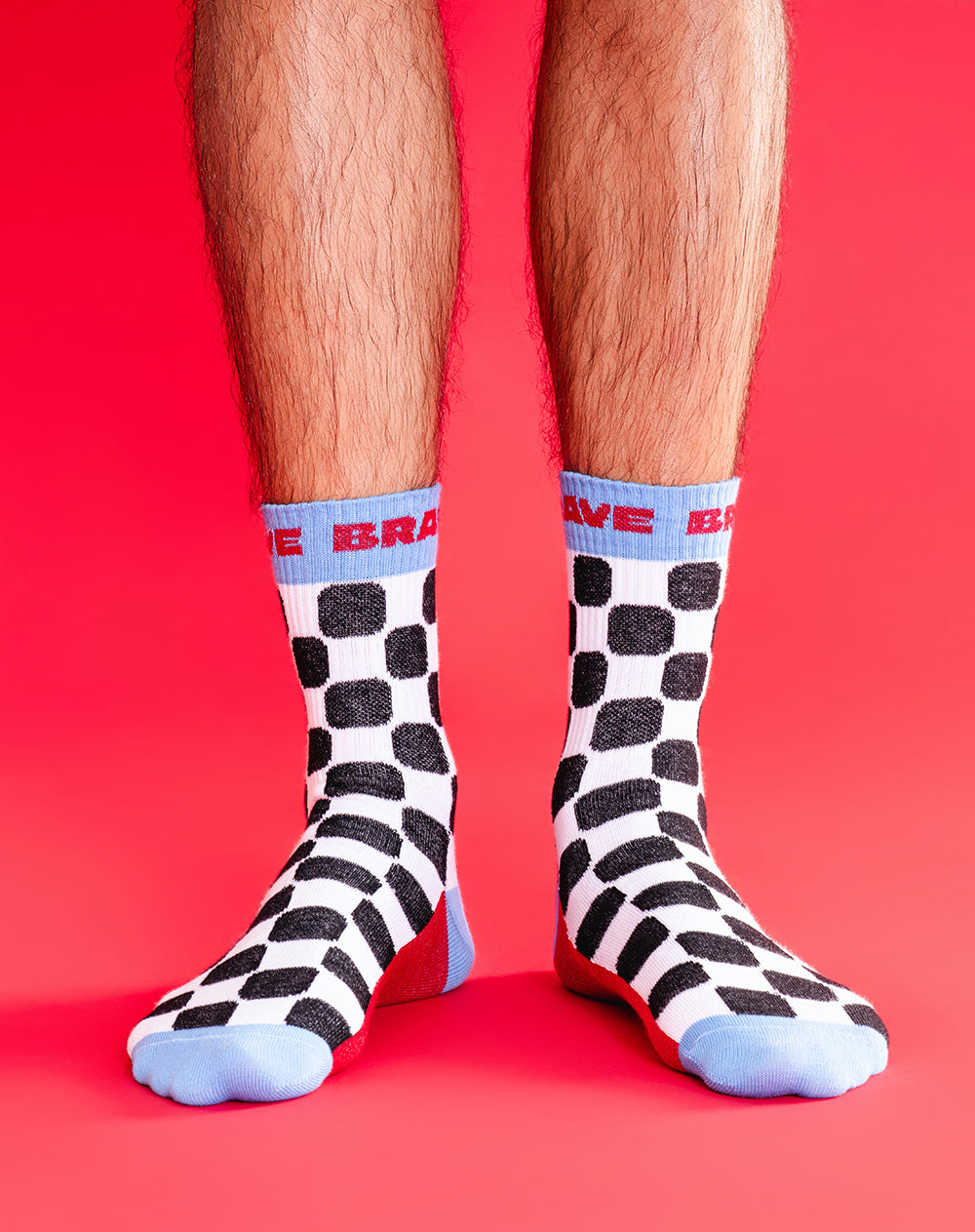 Medias hombre largas blancas cuadros | 10-12