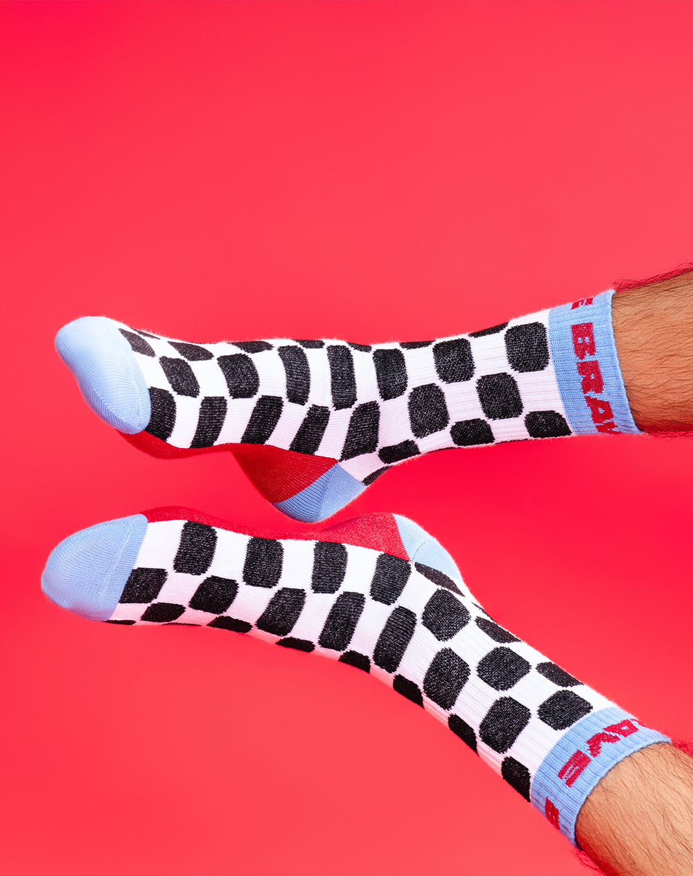 Medias hombre largas blancas cuadros | 10-12