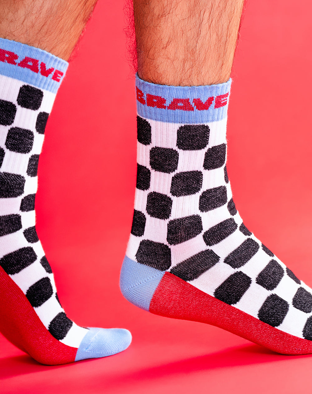 Medias hombre largas blancas cuadros | 10-12