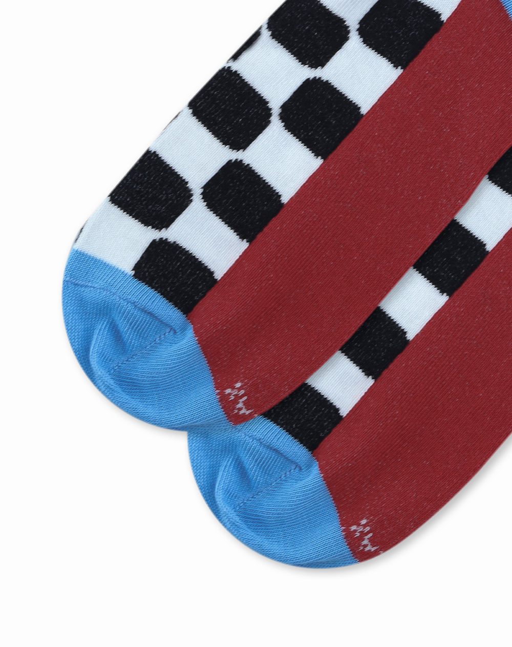 Medias hombre largas blancas cuadros | 10-12