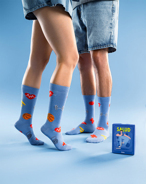 Medias  unisex largas empaque especial azules buena salud