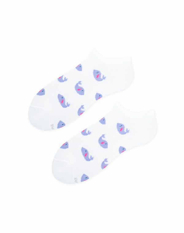 Medias para niñas tobilleras cortas  blancas con ballenas