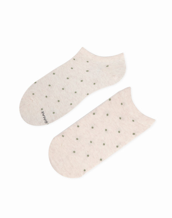 Medias para mujer tobilleras cortas  beige jaspe con puntos