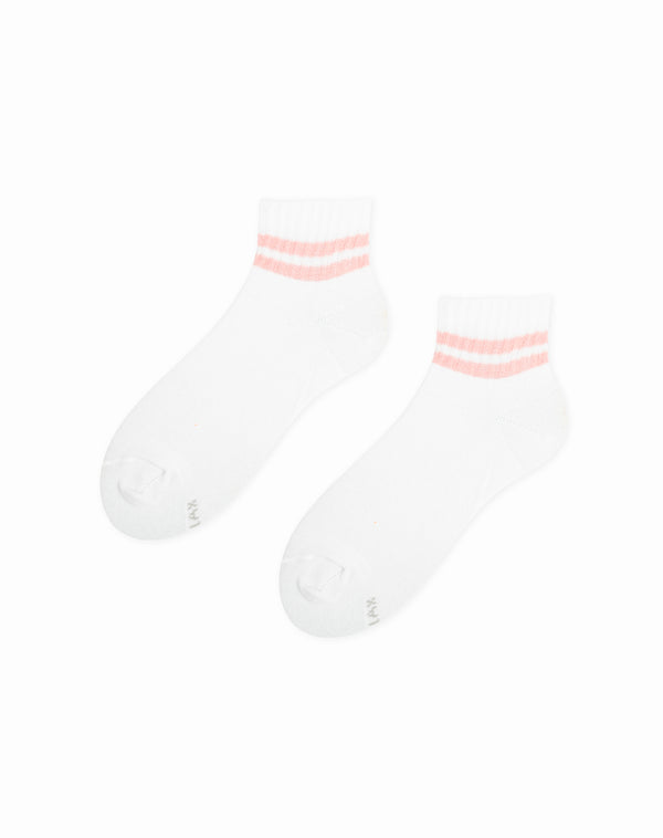 Medias para niñas tobilleras   blancas con rayas