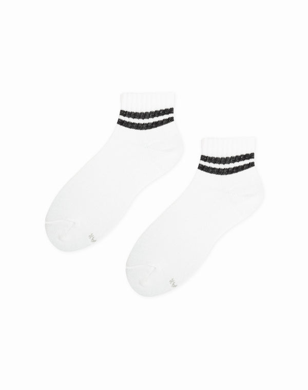 Medias para niñas tobilleras   blancas con rayas