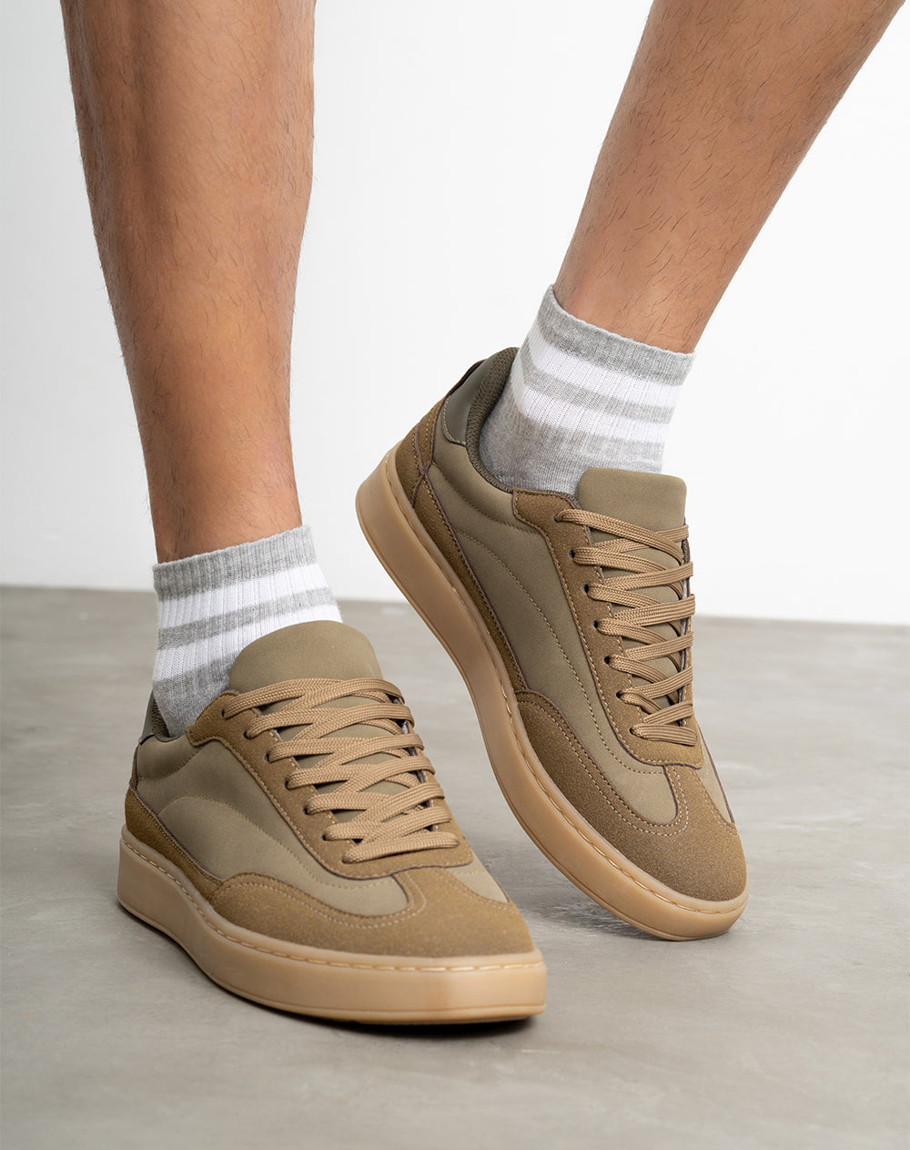 Medias para hombre tobilleras  gris jaspe borde acanalado