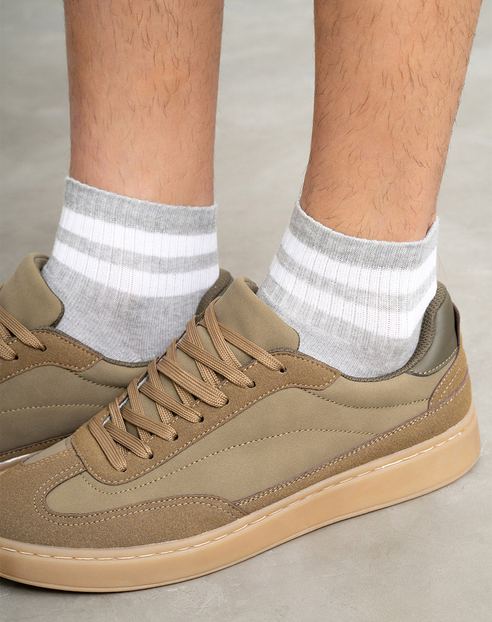 Medias para hombre tobilleras  gris jaspe borde acanalado